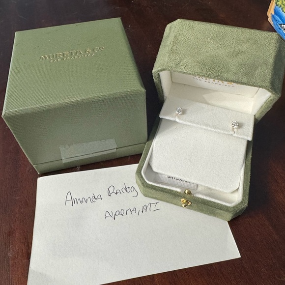 Lab created Diamond Stud Earrings - 1 cttw / Pushback / Yellow Gold - Picture 3 of 3